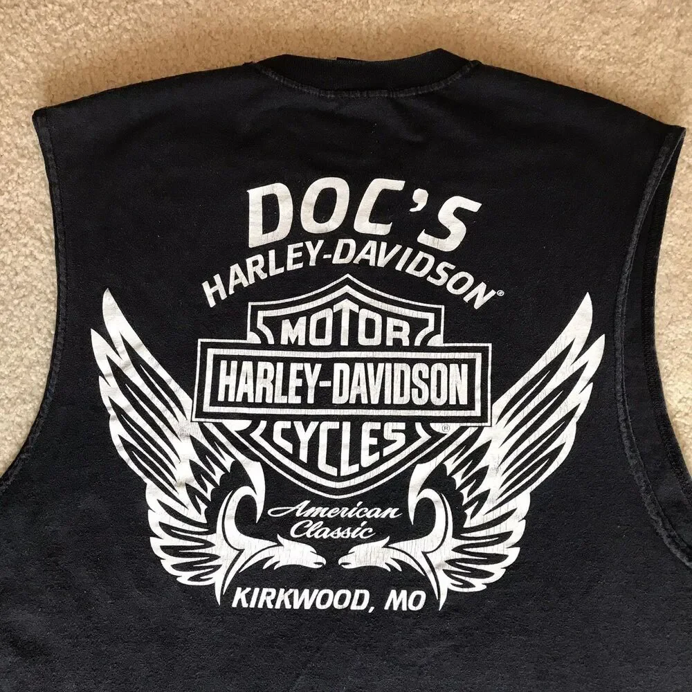 Harley-Davidson Mens Size 2XL T-Shirt Black Sleeveless Eagle Engine Motorcycle - Picture 4 of 12